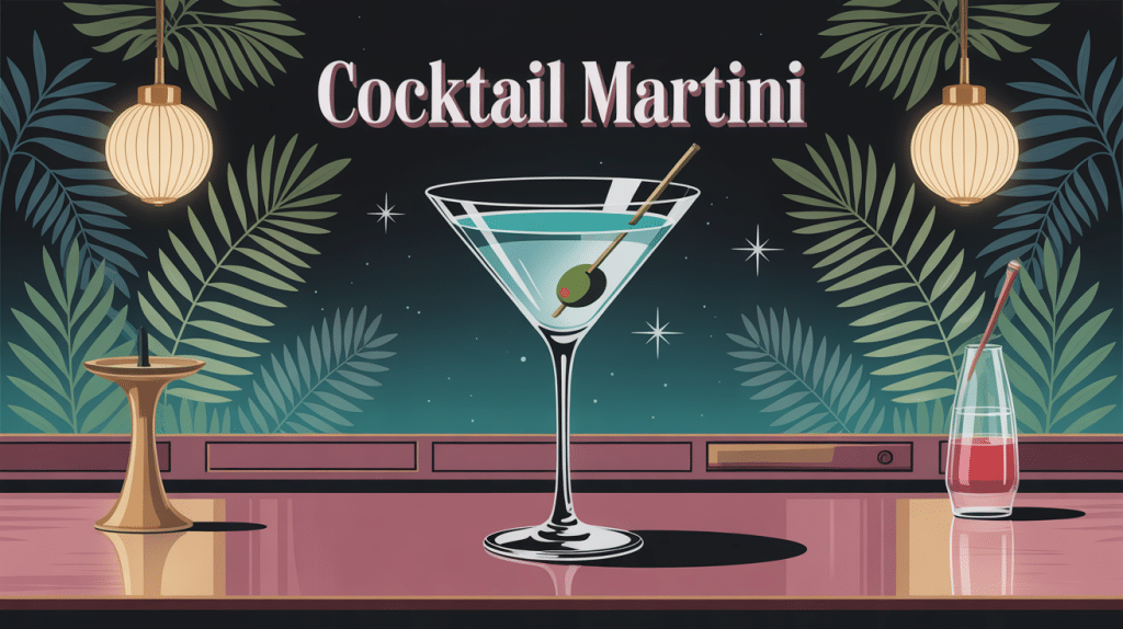 cocktail martini verre élégant ambiance bar à cocktails