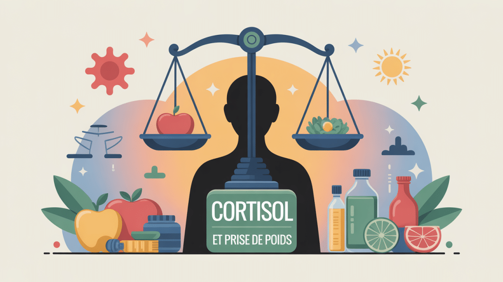 illustration cortisol et prise de poids, stress et alimentation