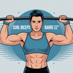 Curl biceps barre EZ position de face illustration vectorielle