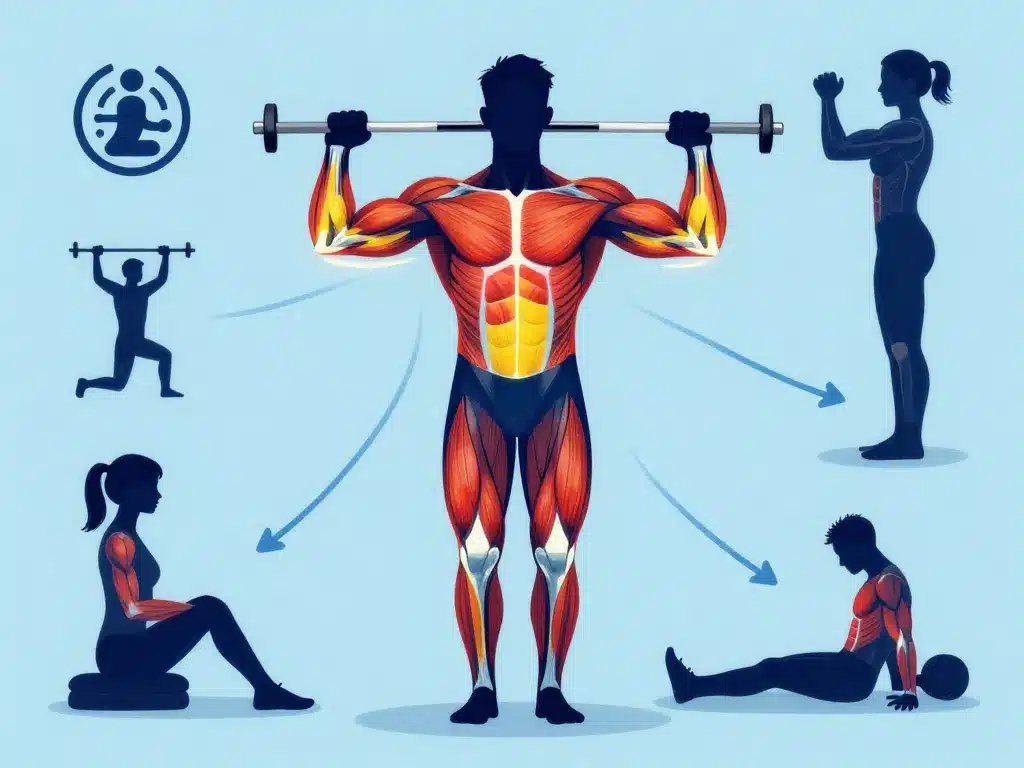 Infographie muscles sollicités et variantes curl biceps barre EZ
