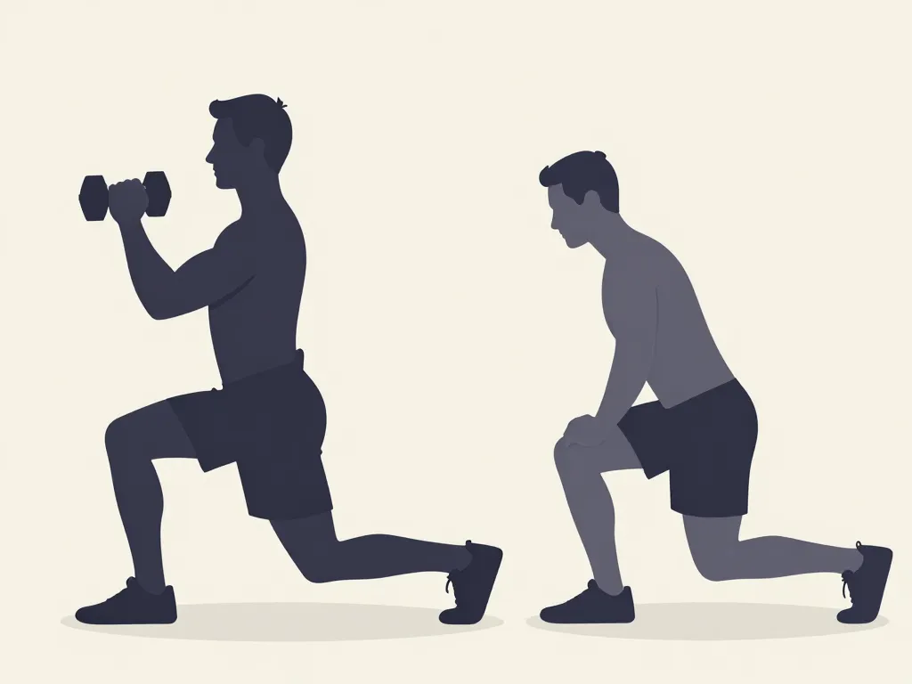 Fentes avant avec haltères bonnes et mauvaises postures