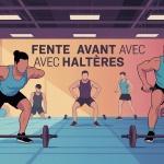 fente avant avec haltères en salle de sport illustration