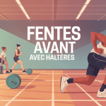 Fentes avant avec haltères posture correcte salle de sport