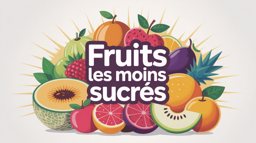Illustration fruits les moins sucre sur fond clair