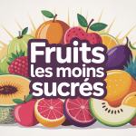 Illustration fruits les moins sucre sur fond clair