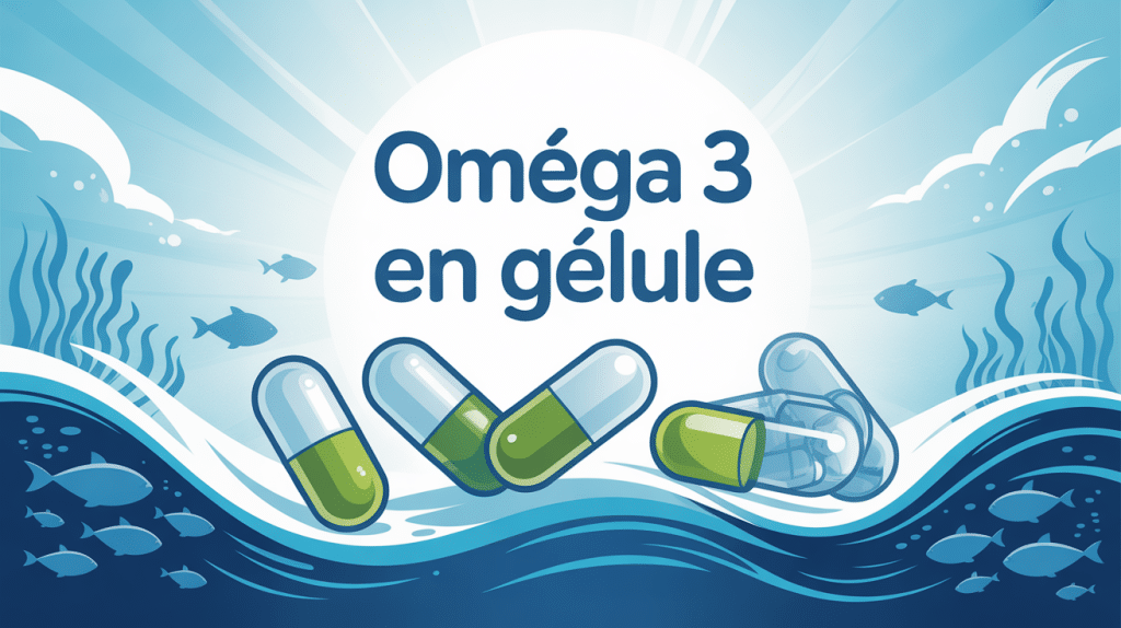 Illustration oméga 3 en gélule pureté océan santé
