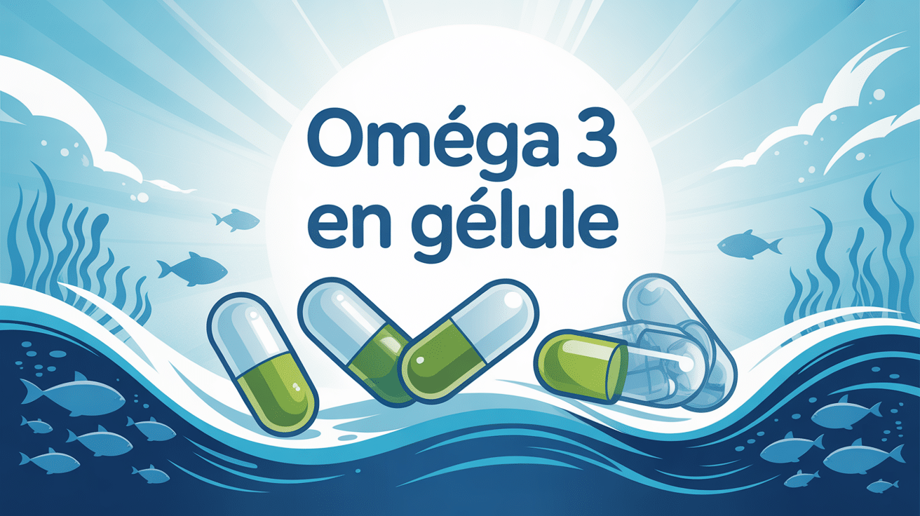 Illustration oméga 3 en gélule pureté océan santé