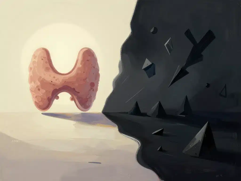 illustration symbolique sur peut-on mourir du cancer de la thyroïde situations à risque