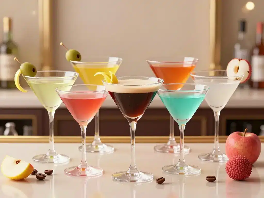 cocktail martini déclinaisons colorées verres variantes