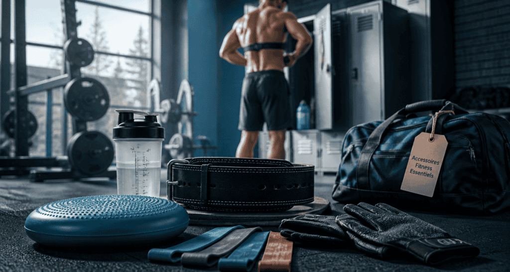 accessoires de sport sur tapis salle de sport