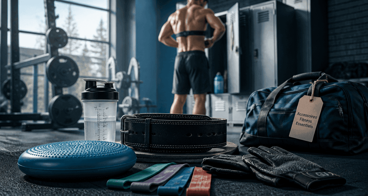 accessoires de sport sur tapis salle de sport