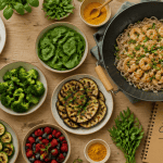 assiettes d'aliments faibles en calories sur table
