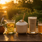 Boisson pour perdre du poids sur table en bois