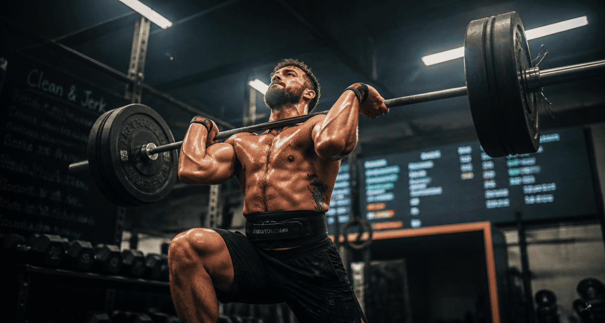 athlète clean and jerk crossfit en salle