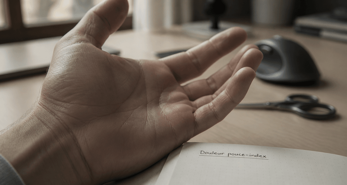 douleur entre pouce et index main enflée