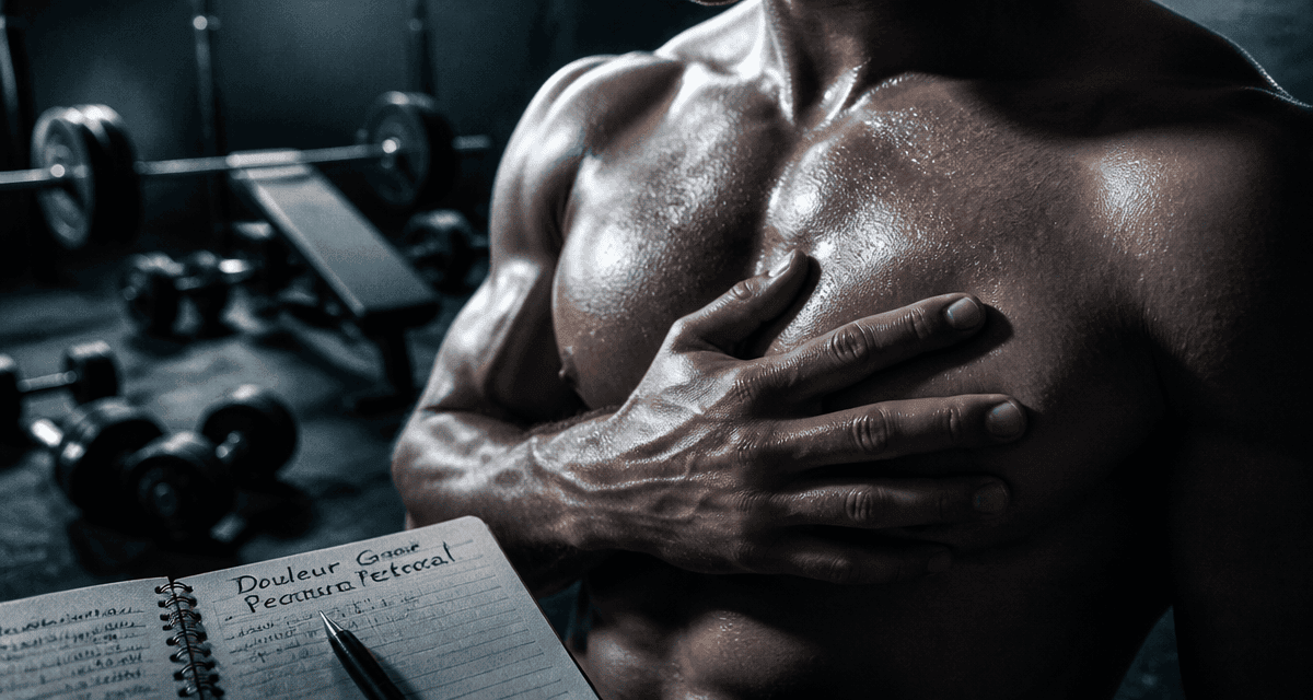 douleur grand pectoral sportif main sur muscle