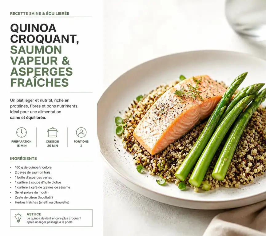Recette de quinoa au saumon et asperges pour maigrir le ventre