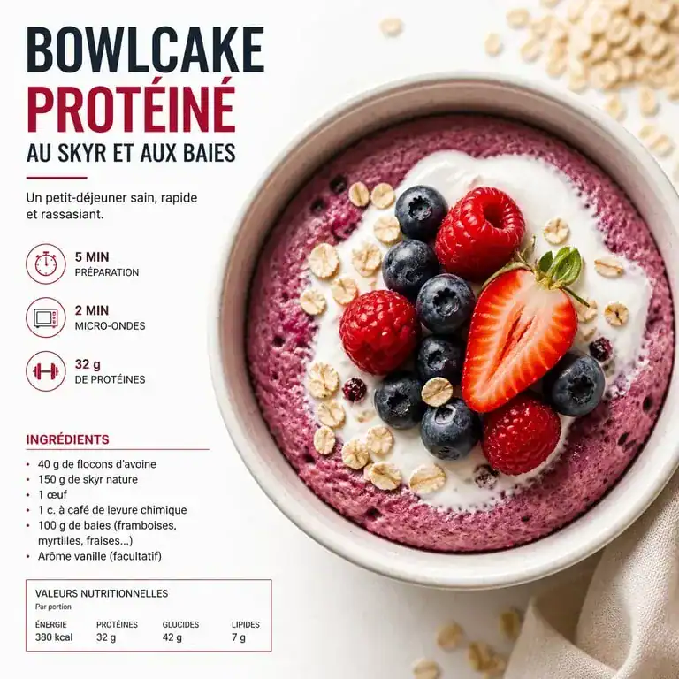 Bowlcake protéiné au skyr et baies pour la musculation