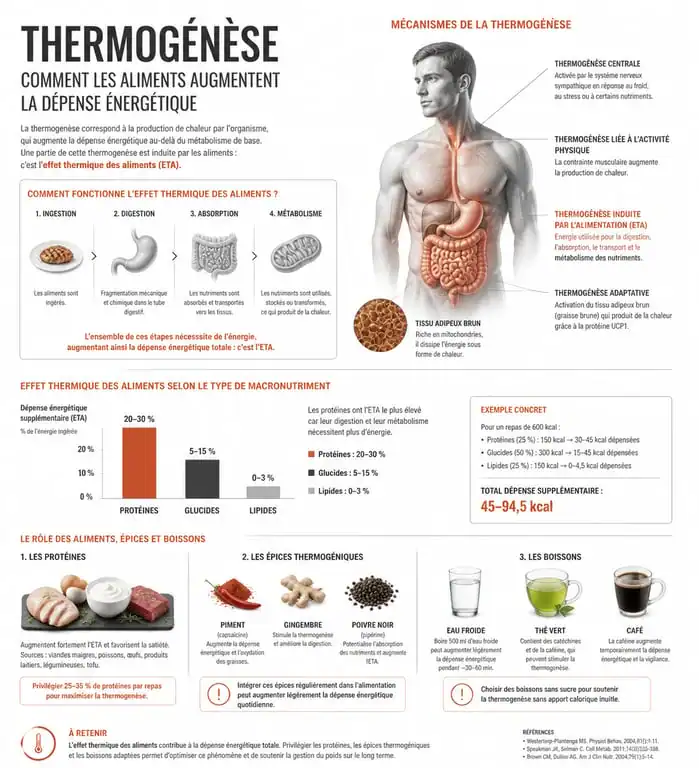 Infographie sur les aliments qui boostent le métabolisme et la thermogenèse