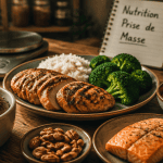 Manger prise de masse repas équilibré sur table