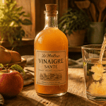 meilleur vinaigre pour la sante sur table avec pommes et légumes
