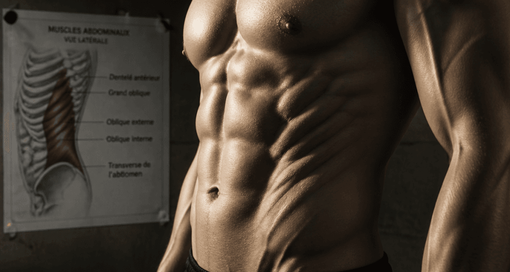 muscle oblique externe de l abdomen en relief sur torse