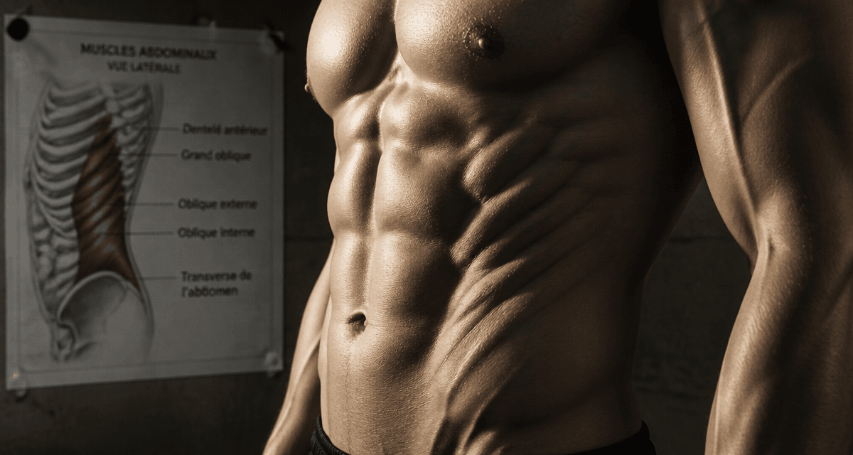 muscle oblique externe de l abdomen en relief sur torse