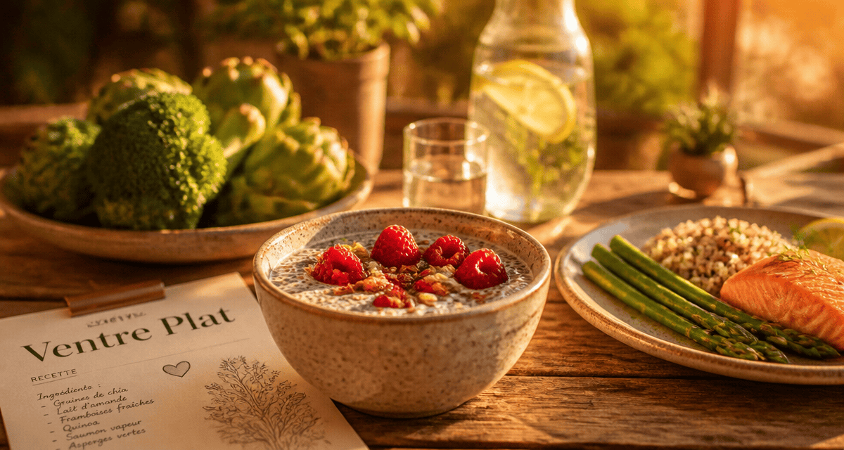 recette pour maigrir le ventre avec bol de chia, quinoa, saumon et légumes