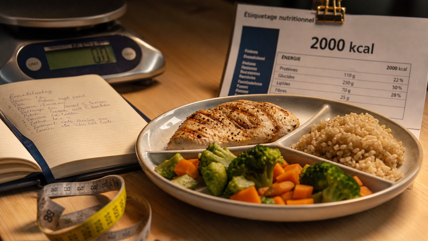 2000 calories par jour : assiette équilibrée, étiquetage kcal