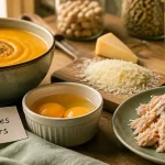 Aliments riches en proteines pour personnes agees : bol velouté, œufs et poisson riches en protéines