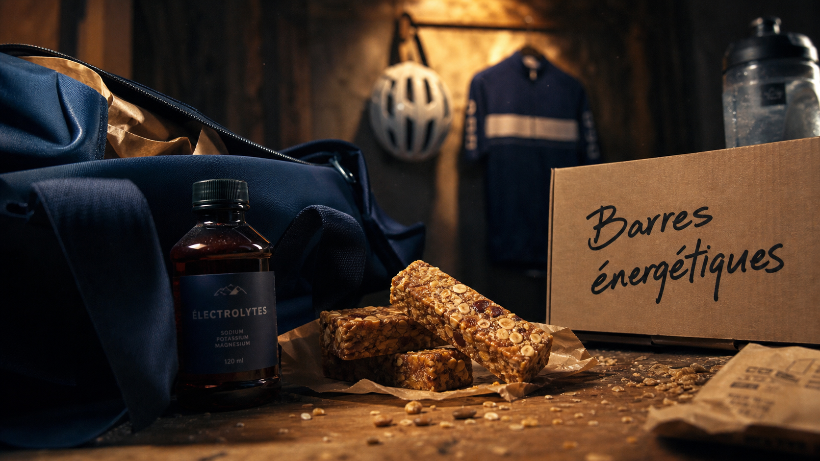 Barres energetiques pour sportifs sur table, avec electrolytes