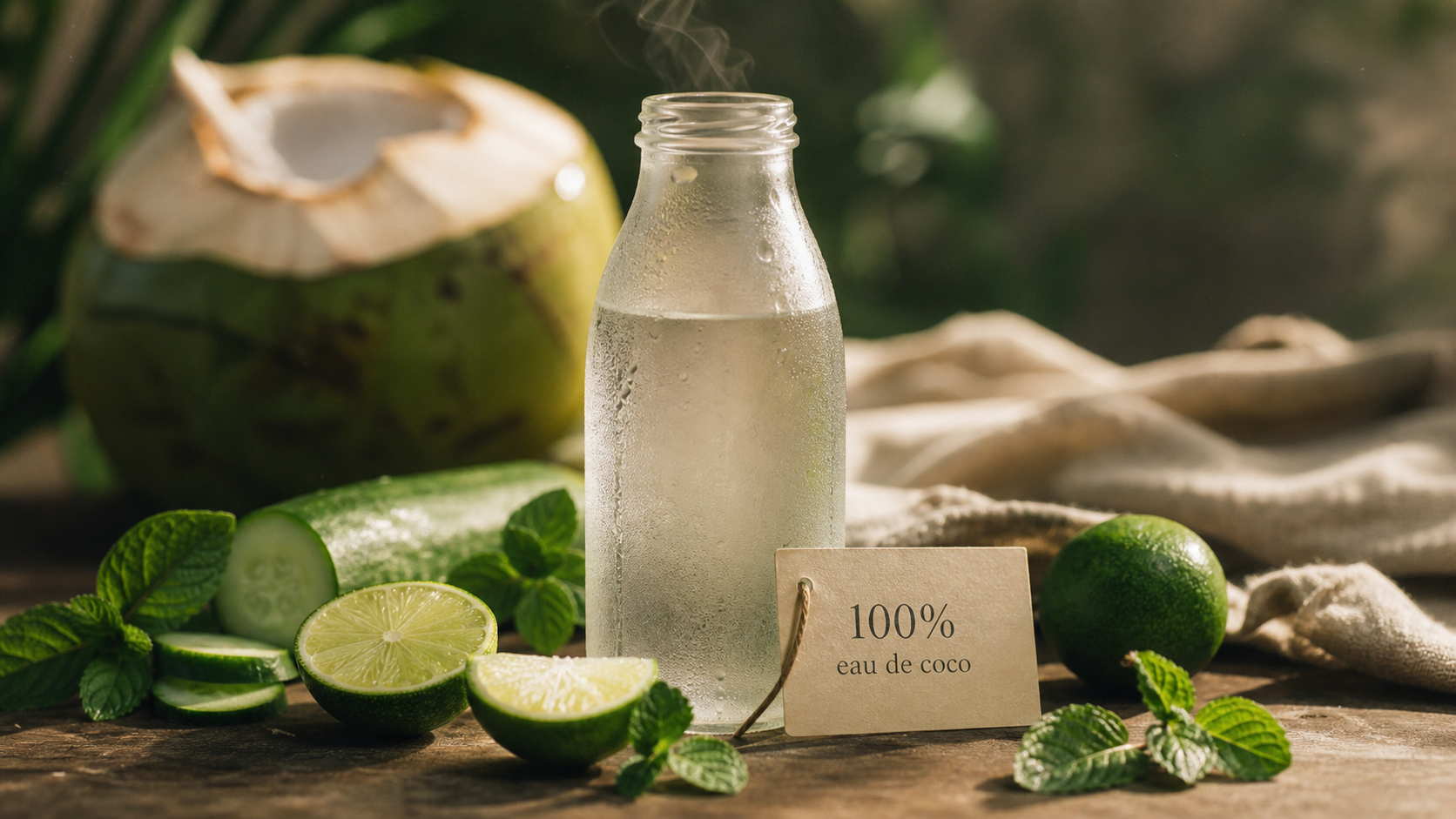 Bienfait de l eau de coco : eau en bouteille, 500 mg de potassium