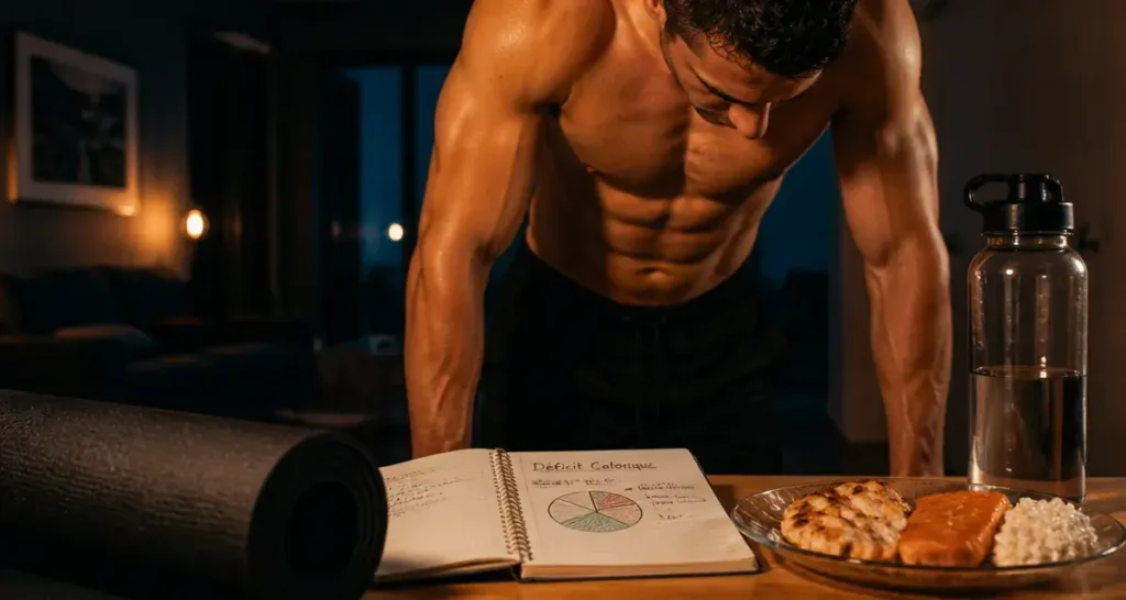 Comment avoir des abdos rapidement : déficit calorique et 4 exercices, abdos visibles