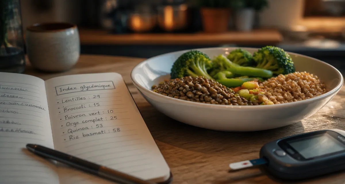 Comment faire baisser la glycemie : assiette complète, index glycémique et lecteur de glycémie