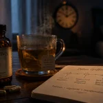 Griffonia effet au bout de combien de temps : gélules et infusion avec horloge floue