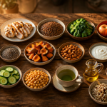 les 20 aliments qui font maigrir présentés sur une table