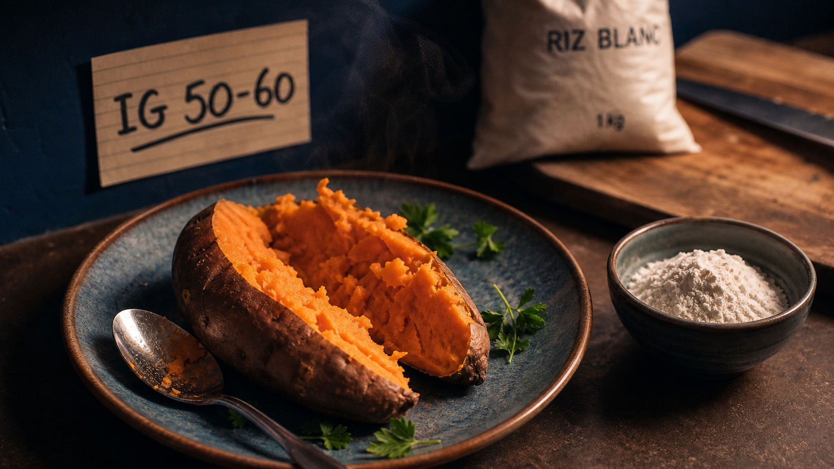 Patate douce musculation vapeur orange en cuisine sportive