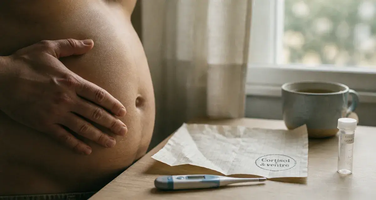 Taux de cortisol eleve et ventre gonfle : prélèvement salivaire sur ventre gonflé