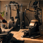 Appareil de sport qui fait travailler tout le corps : rameur, vélo elliptique et poulies