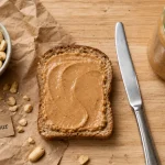 Cacahuète bienfaits : bol de cacahuètes non salées et tartine au beurre de cacahuète