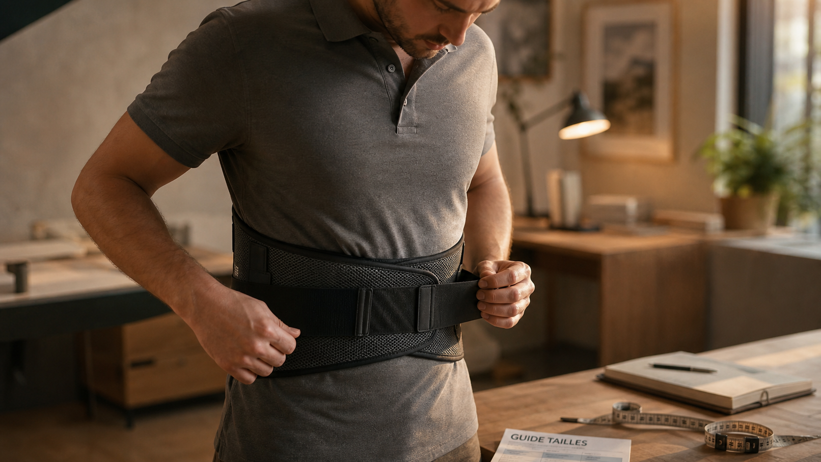 Ceinture dorsale homme semi-rigide : maintien lombaire au nombril