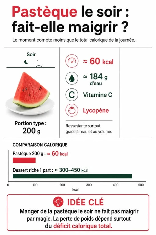 Infographie sur manger de la pastèque le soir pour maigrir