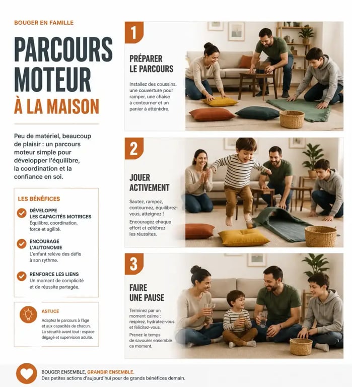 Comment maintenir une activité physique ludique en famille avec un parcours moteur dans le salon