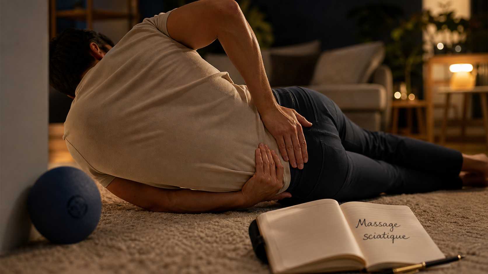 Massage nerf sciatique : fesse et lombaires, détente sans douleur