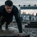 Militaire entrainement : athlète gainage sur tapis de sport