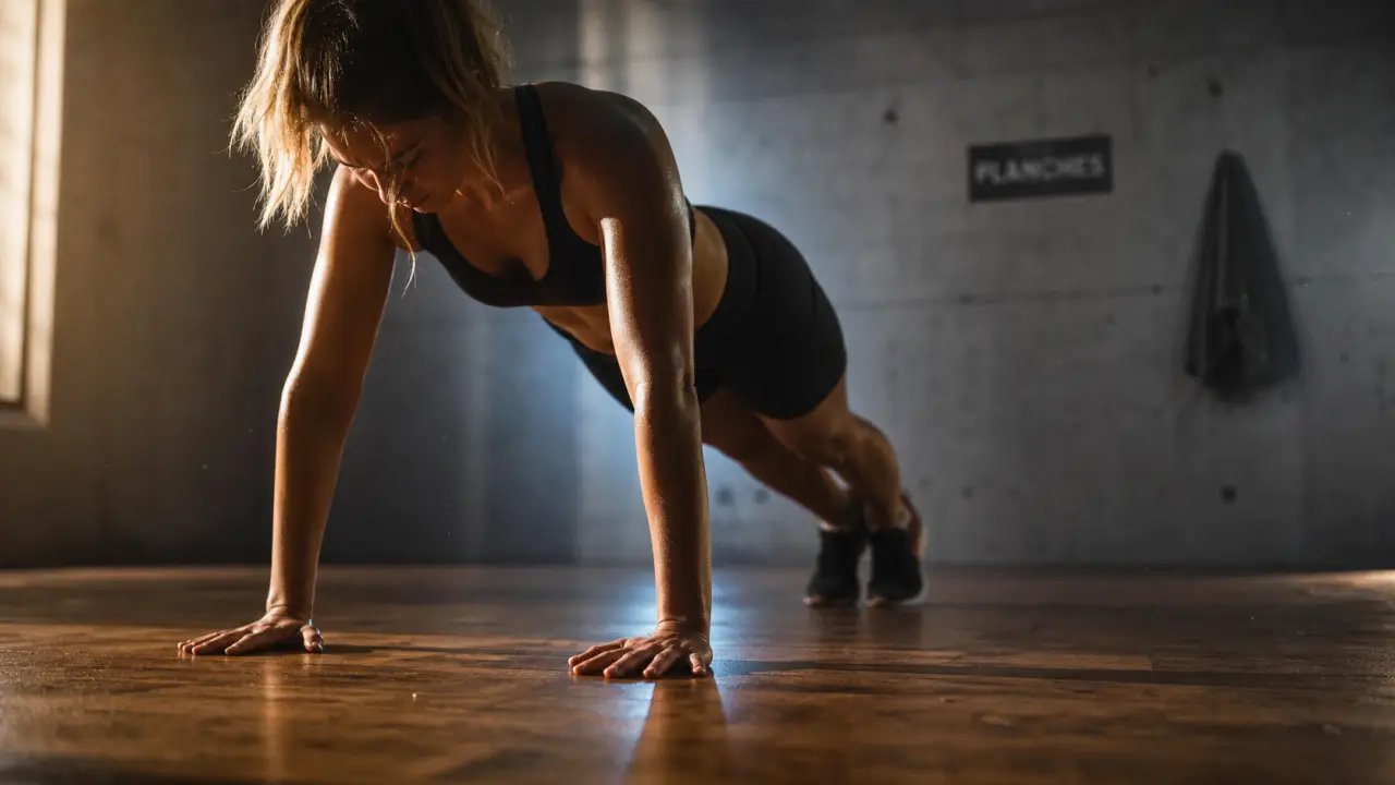 Planche calisthenics au sol : posture gainée
