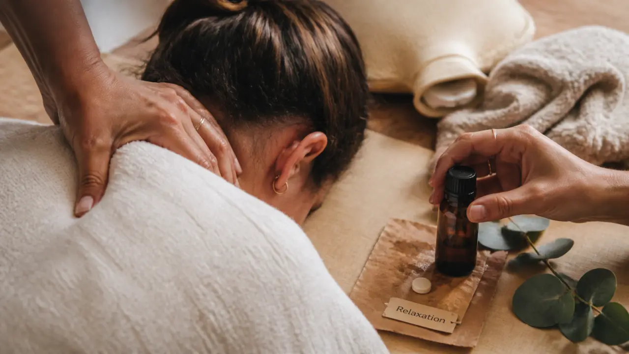 Décontractant musculaire naturel : massage nuque, magnésium et huile essentielle