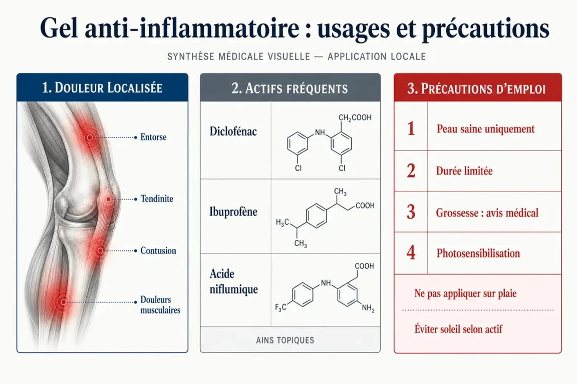 Gel anti inflammatoire : actifs, usages et précautions d'emploi
