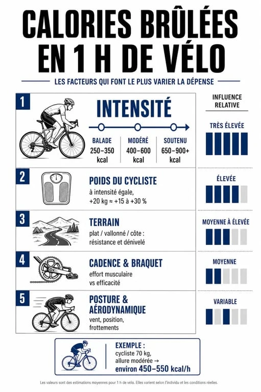 1h de vélo calorie : les facteurs qui font varier la dépense énergétique