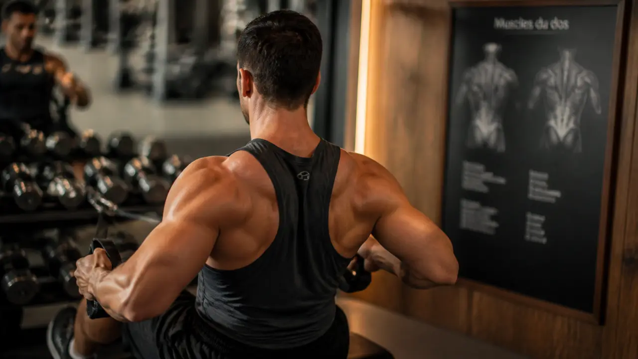 Muscle du dos : trapèze, grand dorsal et lombaires en salle de sport
